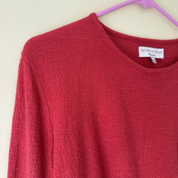 Madewell Texture & Thread Women’s Size S Red Long Sleeve Tie Front Top Casual - Picture 5 of 10